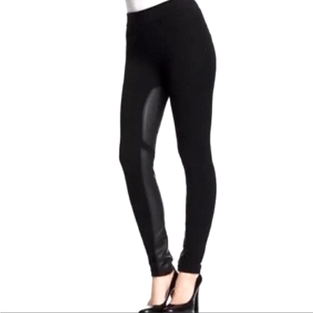 THEORY Imona black lamb leather equestrian leggings, size L.
